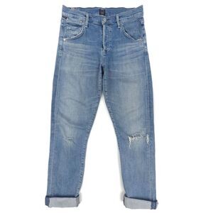 CITIZENS OF HUMANITY Emerson Slim Boyfriend Jeans Distressed Ankle Slouchy Boho